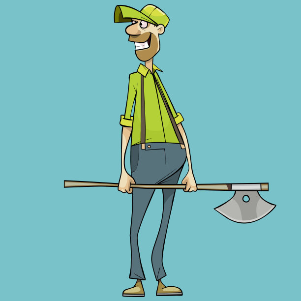 卡通人物手里拿着一把斧子看着图片下载