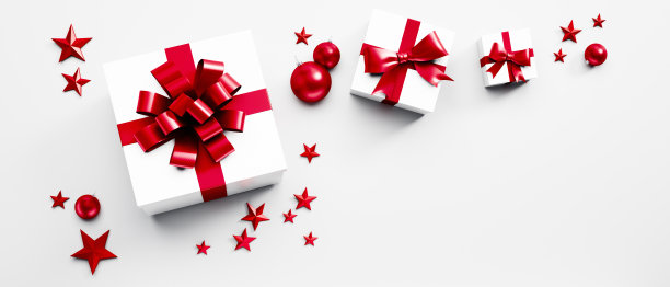 白色的圣诞装饰礼盒图片下载