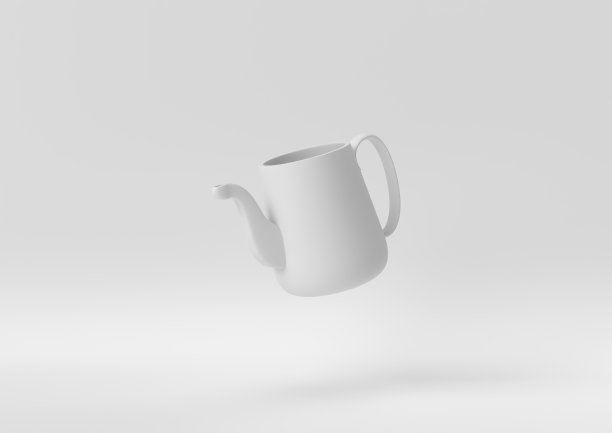 创造性的最小的纸的想法。概念白水壶白色背景。3d渲染，3d插图。图片下载