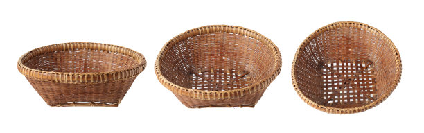 古老的泰国柳条篮子孤立在白色的背景图片下载