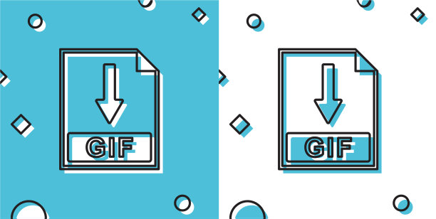黑色GIF文件文件图标下载GIF按钮图片下载
