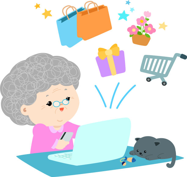 奶奶用信用卡在网上购物图片下载