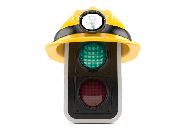 带矿工帽的绿灯图片下载