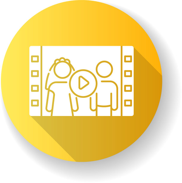 婚礼录像黄色平面设计长阴影图片下载