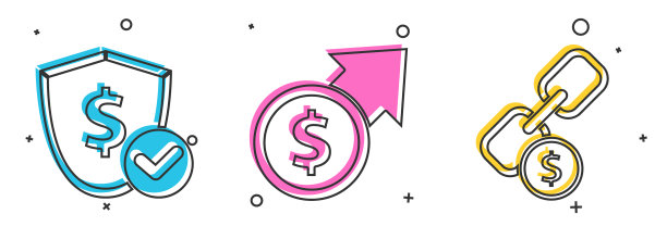 设置盾牌与美元金融增长和硬币图片下载