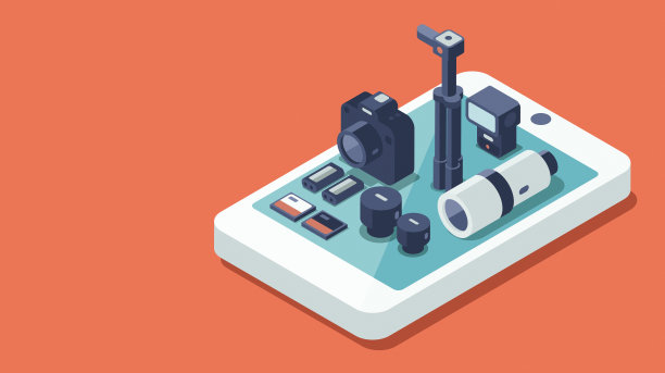 智能手机上的专业摄影设备图片下载