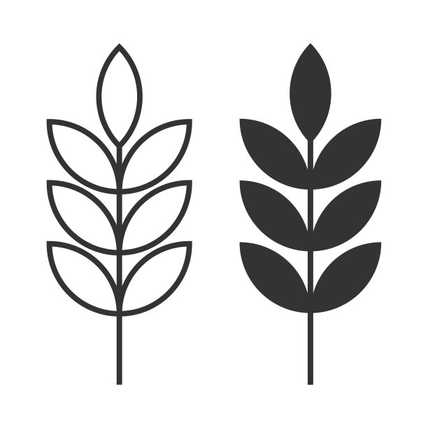 小麦矢量图标。粮食上涨的象征。作物和燕麦穗标志。大麦或黑麦卡通剪影。食品面筋包装标志。谷物剪辑艺术的标签。图片下载