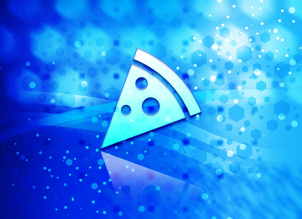 披萨片图标抽象浅青蓝六边形图案背景图片下载