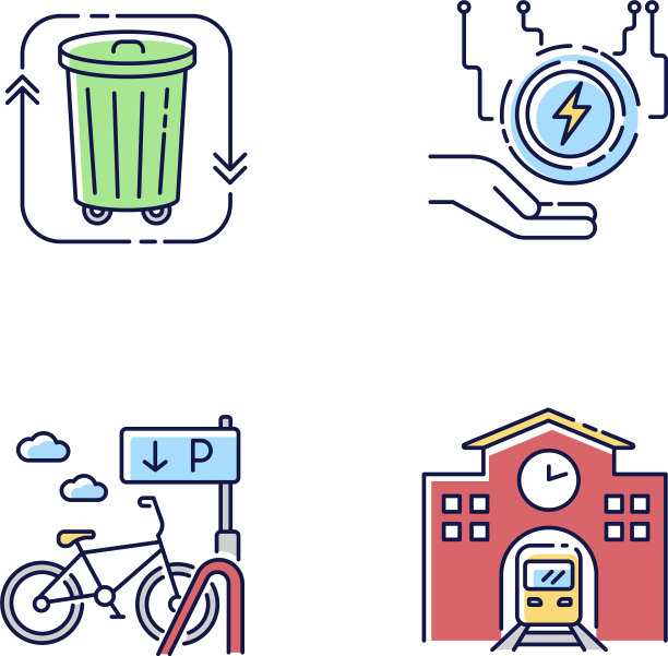 生态友好城市RGB颜色图标集图片下载