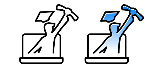 学生，学生，电脑孤立在白色。远程学习图标。图片下载