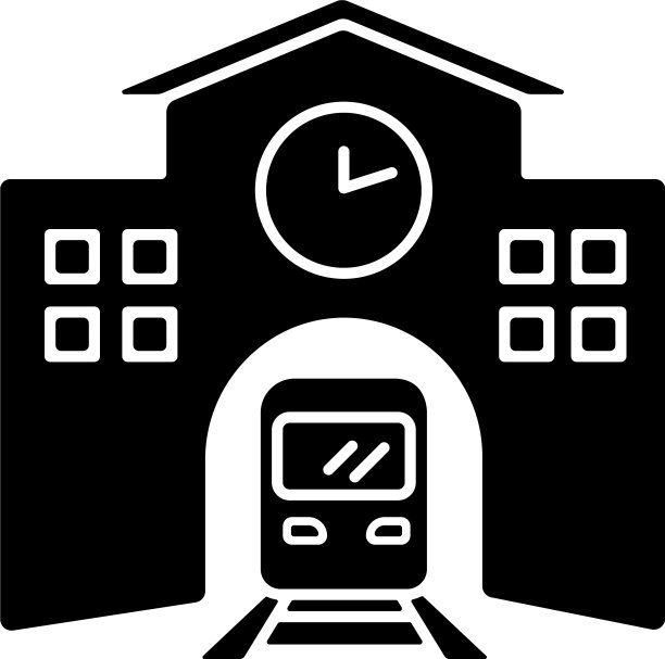 火车站黑色象形图标图片下载