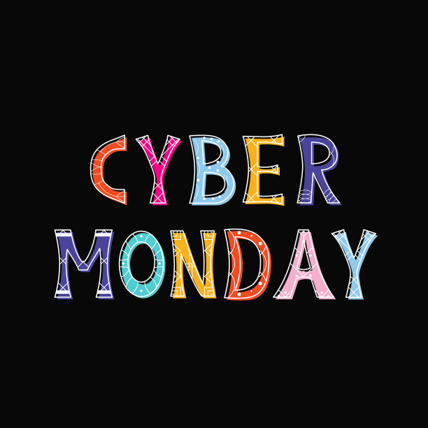 矢量插图明亮孤立的印刷字体Cyber Monday。图片下载