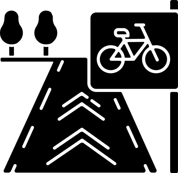 自行车道黑色字形图标图片下载