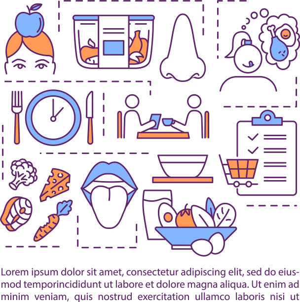 有意识的营养习惯概念图标与文字图片下载