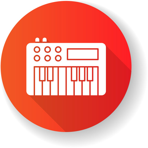 合成器红色扁平设计长阴影字形图标图片下载