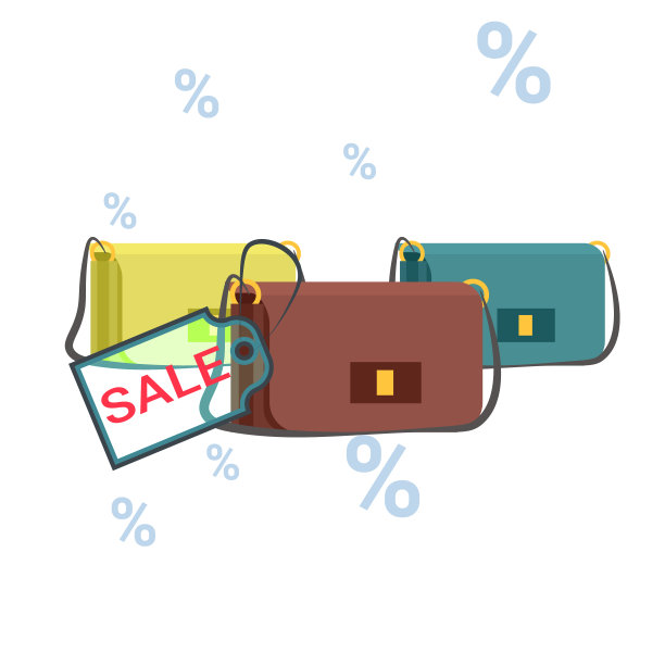 时尚女性手袋与销售标签黑色星期五折扣概念图片下载