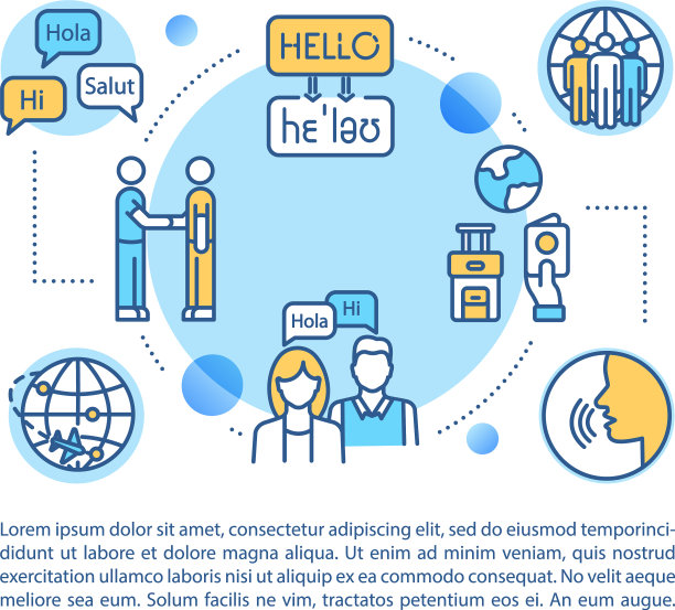 语言交换概念图标与文本图片下载