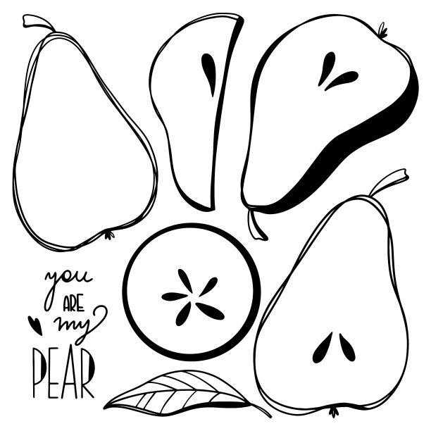 可爱可爱的梨和切片图片下载