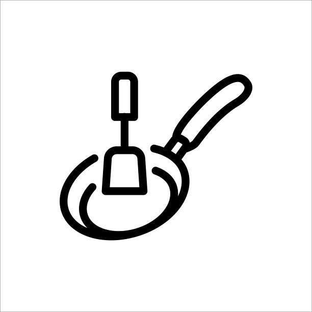 平底锅和抹刀，煎锅，图标，矢量设计的潮流图片下载