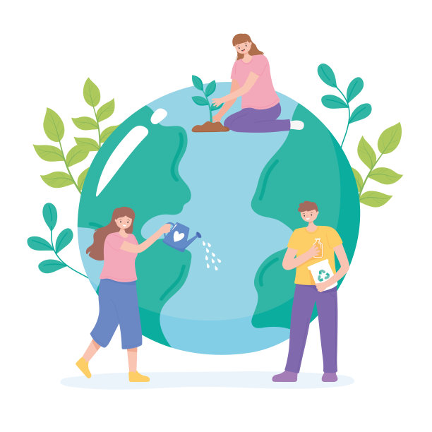拯救地球，人们用回收、浇灌、种植关爱地球图片下载