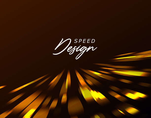 金色灯光以光速移动，在黑暗空间中形成被照亮的纹理表面的抽象背景图片下载