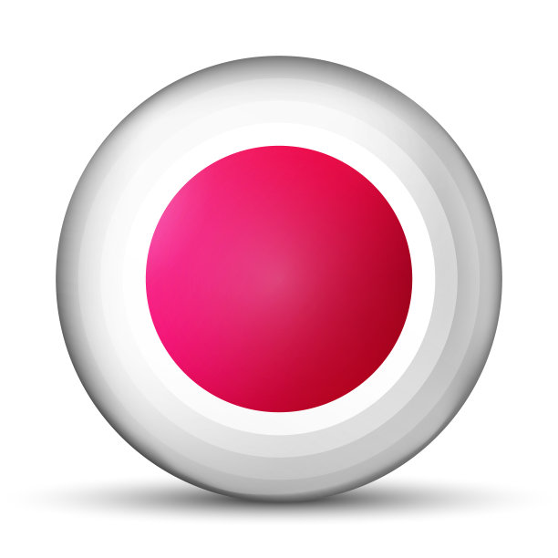 有日本国旗的玻璃灯球。圆形球体，模板图标。日本的国家象征。光滑的现实球，三维抽象矢量插图突出的白色背景。大的泡沫。图片下载