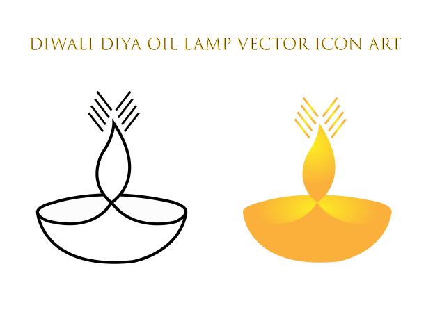 排灯节Diwali diya油灯线艺术矢量图标假日应用程序和网站图片下载