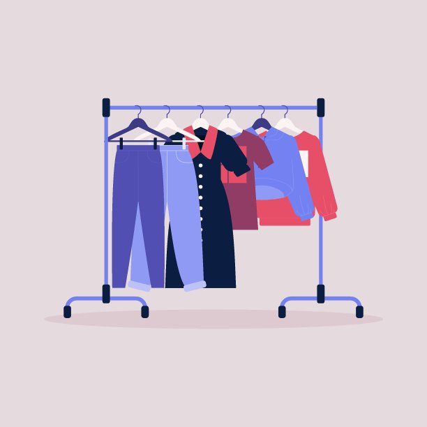 各种各样的衣服挂在衣架上图片下载