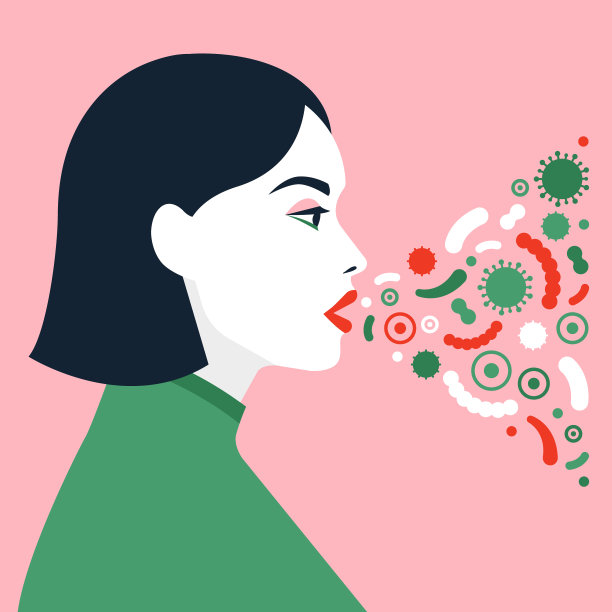 女性角色打喷嚏和咳嗽。矢量插图在一个平坦的风格图片下载