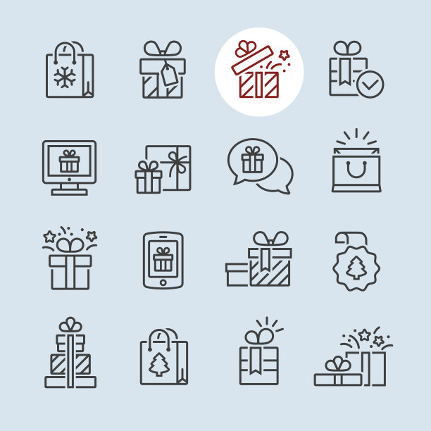 一套礼品盒图标图片下载