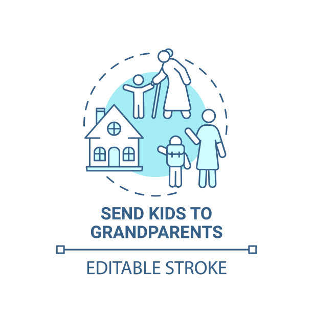 送孩子给爷爷奶奶概念图标图片下载