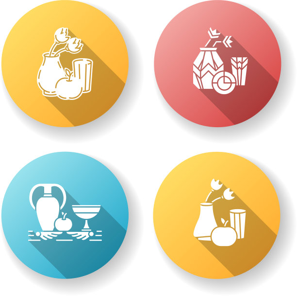 艺术运动平面设计长阴影字形图标图片下载