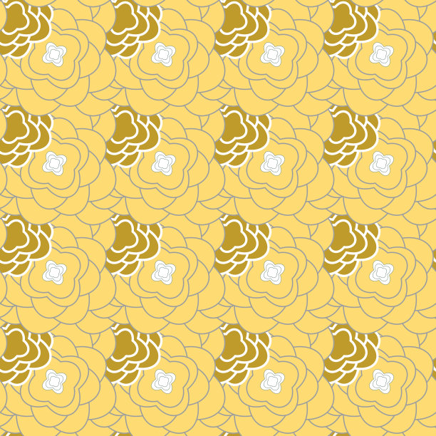 黄橙色抽象花重复图案设计。图片下载