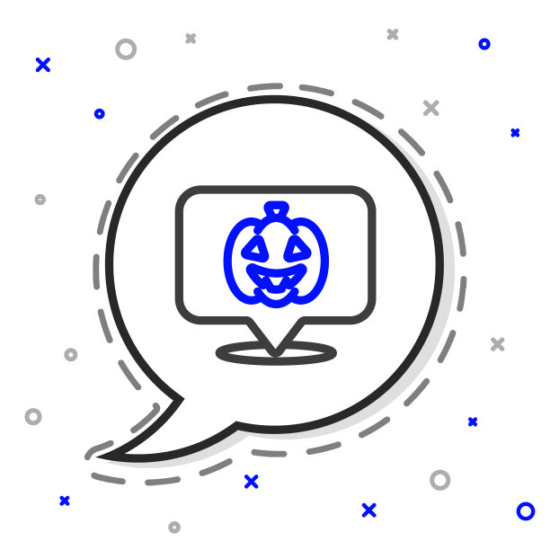 线南瓜图标孤立在白色背景。快乐的万圣节派对。色彩斑斓的轮廓的概念。向量图片下载