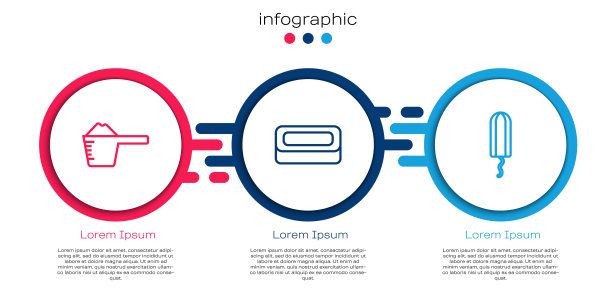 成套洗衣粉、肥皂条、卫生棉条。业务信息模板。向量图片下载