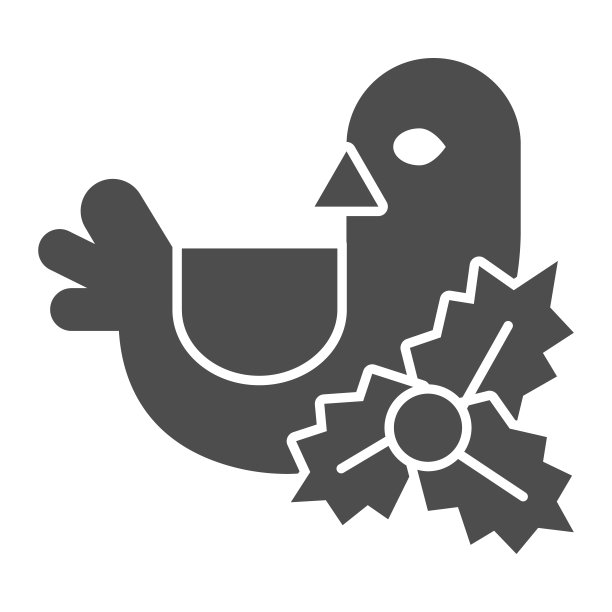 冬青浆果和鸟固体图标，圣诞节概念，圣诞节装饰标志在白色的背景，红雀与冬青浆果图标在象形风格的移动和网络。矢量图形。图片下载