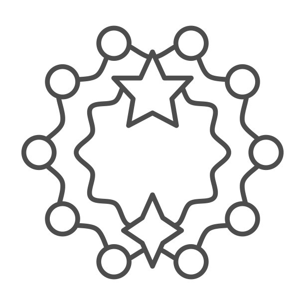 圣诞花环细线图标，圣诞概念，圣诞松木花环标志在白色的背景，门花环与装饰图标在轮廓风格的移动和网页设计。矢量图形。图片下载