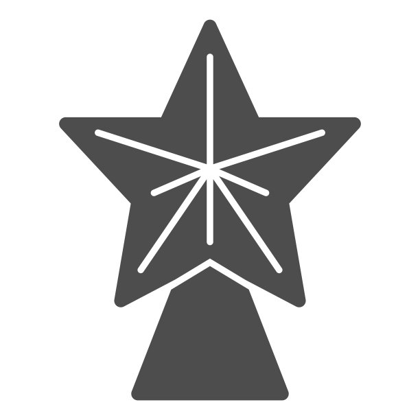 冷杉树星星实心图标，圣诞概念，白色背景上的圣诞树玩具标志，移动概念和网页设计的字形样式圣诞树尖端图标。矢量图形图片下载