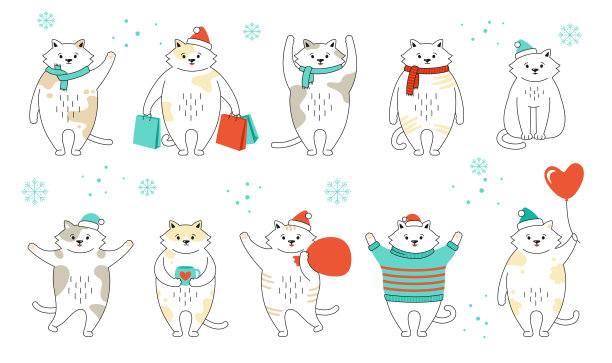 圣诞猫集收藏小猫新年图片下载