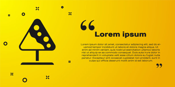 黑色道路标志雪崩图标孤立在黄色背景。滑雪:从斜坡上快速流下的雪。向量图片下载