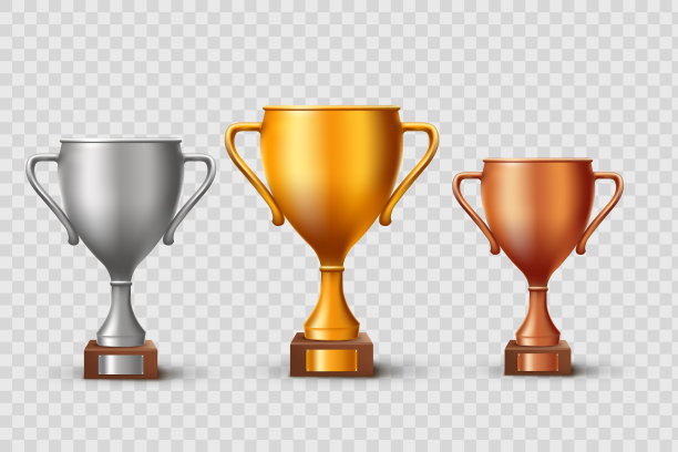 金、银、铜锦标赛奖杯。矢量插图。图片下载