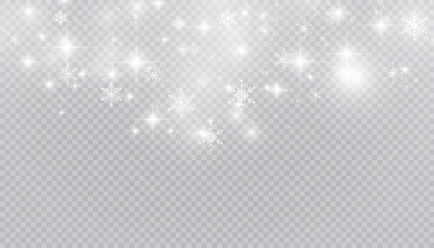 白雪在透明的背景上飞舞。圣诞雪花。冬季暴风雪背景插图。图片下载
