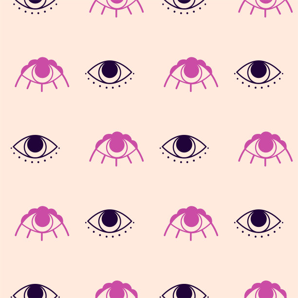 灵性眼无缝模式。可爱的波西米亚无缝眼背景。手绘财富印刷。深奥的概念图片下载