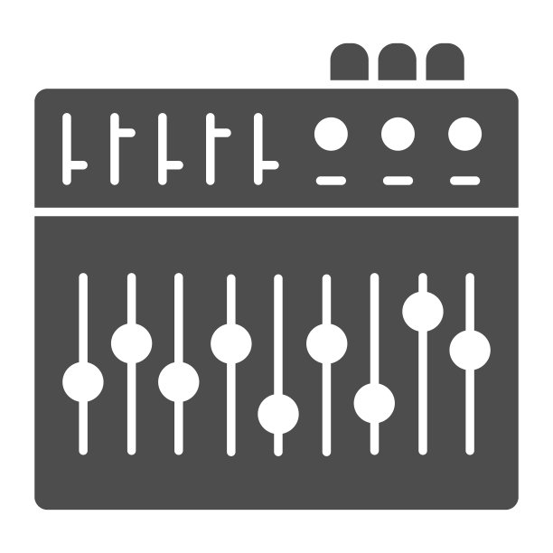 均衡器固体图标，声音设计概念，均衡器控制标志的白色背景，音乐工作室混音控制台图标在象形风格的移动概念和网页设计。矢量图形。图片下载