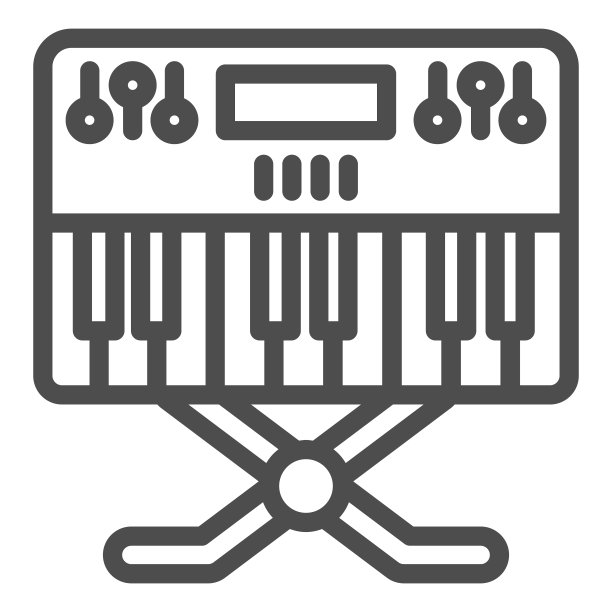 合成器线图标，声音设计概念，在白色背景上的合成器标志，音乐合成器图标轮廓风格的移动概念和网页设计。矢量图形。图片下载