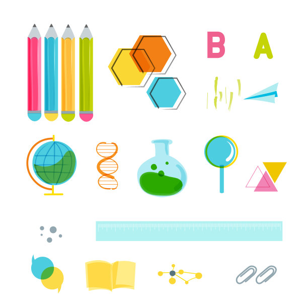 回到学校用铅笔做矢量设计的概念。现代设计模板与学校配件EPS10。图片下载