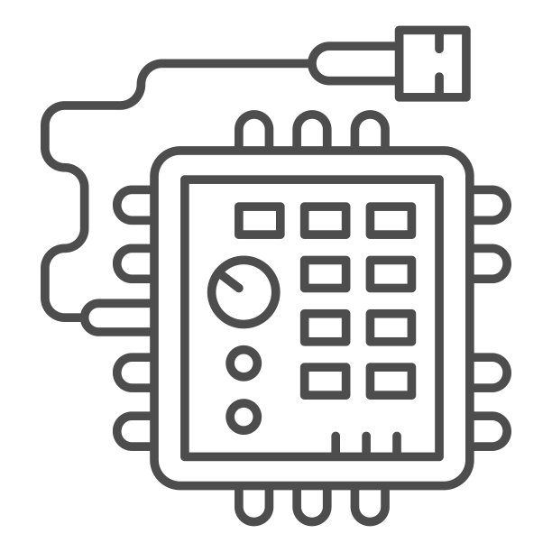 Beatmaker细线图标，声音设计概念，音乐设备标志在白色背景，DJ鼓机简单的图标轮廓风格的移动概念和网页设计。矢量图形。图片下载