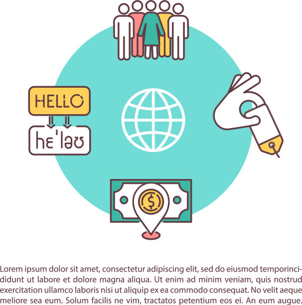 国际市场概念图标与文字图片下载