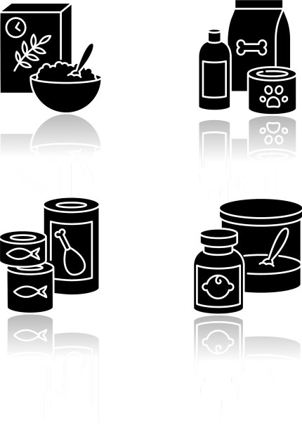 食物物品下落阴影黑色字形图标设置图片下载