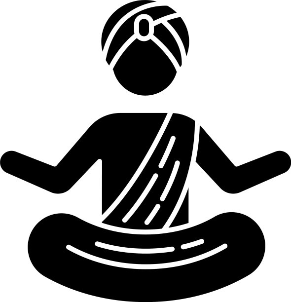 瑜伽士在头巾黑色象形符号图片下载